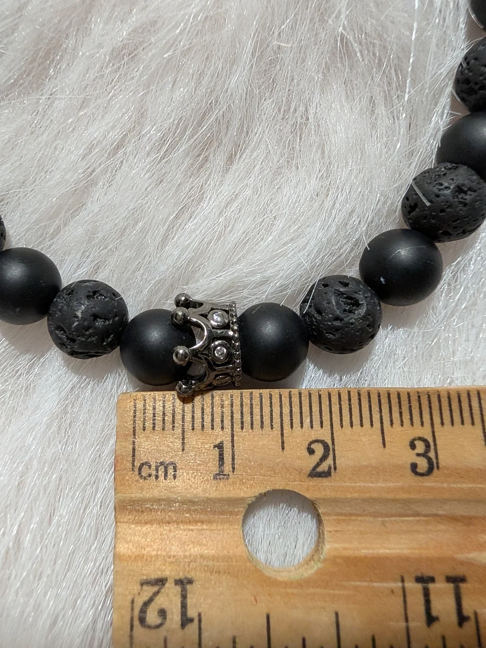 Men's Black Beaded Bracelet with Silver Accent‎